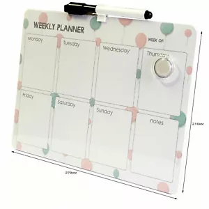 Home Office School Memo Board Organiser Magnetic Weekly Planner Dry Wipe Marker - Picture 1 of 1