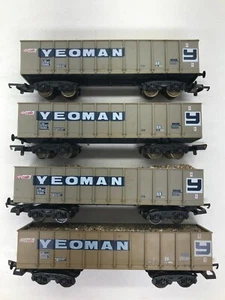 LIMA OO GAUGE YEOMAN LIVERY PTA BOGIE TIPPLER WAGONS x 4 + LOADS - Picture 1 of 6