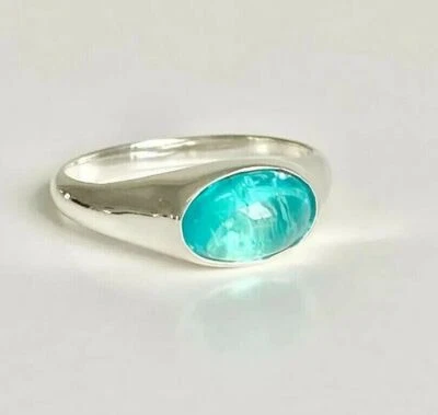 3,25 c simulierter Paraiba Turmalin handgefertigter spezieller Herrenring - Bild 1 von 4