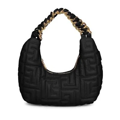Balmain Mini Pillow Monogram Quilted Leather Hobo Bag Black - Image 1 of 4
