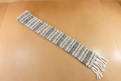 Bufanda antigua azul marino para hombre gris a rayas cepilladas con flecos nueva con etiquetas Foto 1 de 4