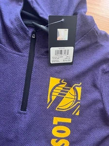 $70 AUTH NBA LA Lakers Purple Hood Jersey Top Zip Light Weight size 10/12 NEW - Picture 1 of 8