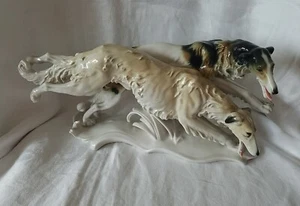Antique XL German ENS Dog Borzoi Greyhound Wolfhound Friend Porcelain Figure Art - Picture 1 of 15