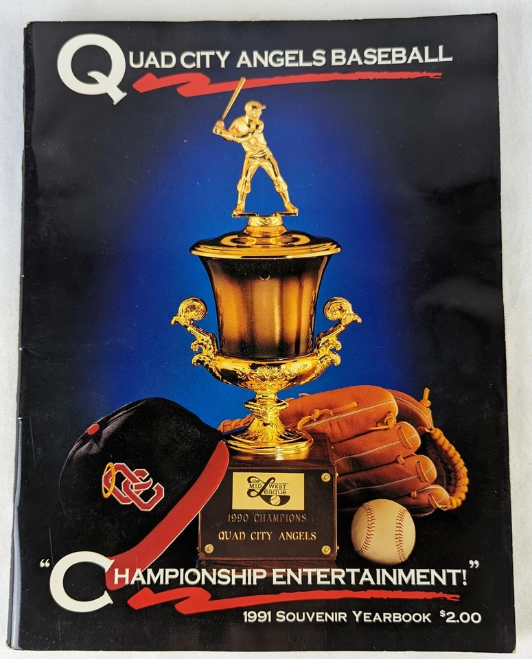 Quad City River Bandits 1991 Angels Baseball Souvenir Anuário Autógrafos RARO - Imagem 1 de 4