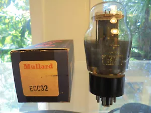 MULLARD ECC32 CV181 6SN7GT PAN GETTER WELD PLATE BRITISH VINTAGE VALVE TUBE - Picture 1 of 10