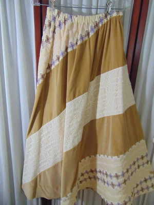 1970s Chessa Davis Maxi Skirt-M-Velvet & Lace-Quilted- BOHO STYLE- 50% OFF SALE - Image 1 of 4