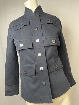 Eccoci Dark Navy Blue Cotton Blend  Snap Front Blazer Women's Size 0 - Image 1 of 4