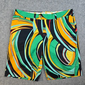 Loudmouth Shorts Mens 38 Swirl Pattern 11" Golf Casual Funky Disco Abstract Art - Picture 1 of 11
