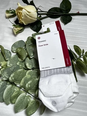 Paquete de 3 calcetines Lululemon Power Stride Tab nuevos con etiquetas $38 - WHT - Talla M Foto 1 de 4