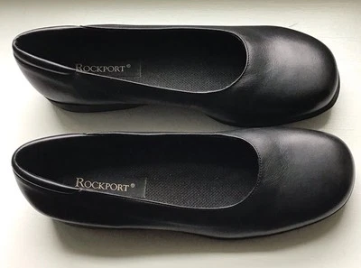 Mocasines sin cordones Rockport para mujer de cuero negro talla 8M Foto 1 de 4
