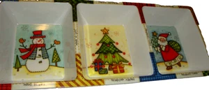 3-teiliges Serviertablett Platte Happy Holidays Frohe Weihnachten Motiv/Kunststoff 373 - Bild 1 von 3