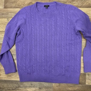 Talbots Lambs Wool Blend Cable Knit Sweater 1XP Lavender Purple Button Sleeves - Picture 1 of 12