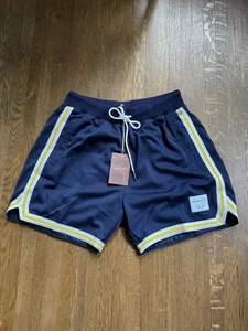 Mitchell & Ness Mens Branded Game Day 2.0 Navy Yellow Shorts Large L NWT - Picture 1 of 4