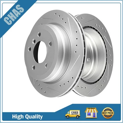 Rear Drilled And Slotted Brake Rotors For 2006 2007-2015 BMW 325xi 328i 328xi X1 - Image 1 of 4