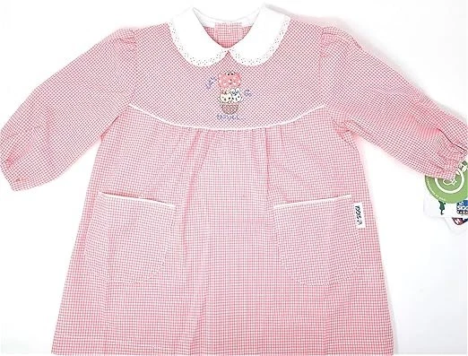 Grembiule siggi per asilo nido con ricamo a fantasia assortita quadretti rosa - Immagine 1 di 1