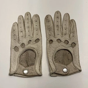Vintage Peccary Pigskin Driving Gloves White/Off White Size S - Picture 1 of 4