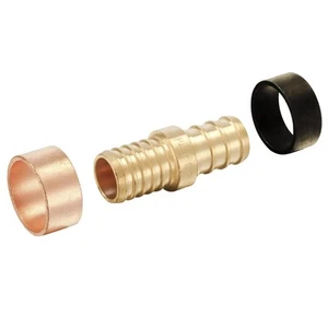 (Pack of 10) 1/2" Pex X 1/2" Polybutylene Transition Brass Coupling Pex Crimp... - Picture 1 of 3