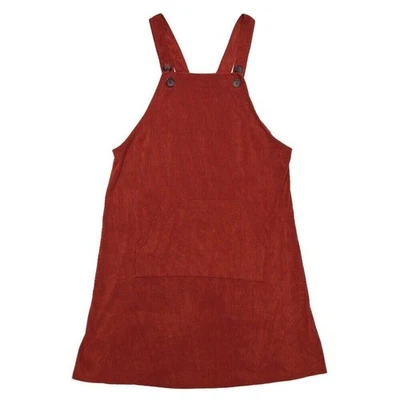 Ginger G Corduroy Overall Mini Dress Overalls Orange Women's Medium Sleeveless  - Image 1 of 4