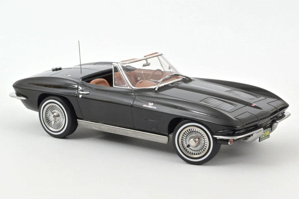 Norev 1:18 Chevrolet Corvette Sting Ray Cabriolet 1963 Modellauto - Schwarz (189055)