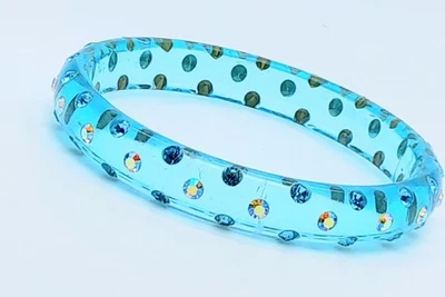 синий прозрачный круглый пластиковый синий и ab со стразами моды браслеты - Изображение 1 из 4