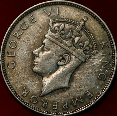 Moneda extranjera de plata de una rupia de Seychelles 1939 Foto 1 de 2