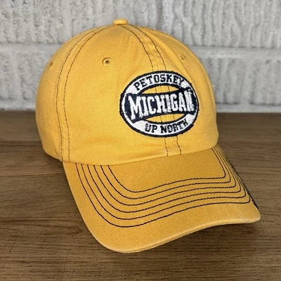 Petoskey Michigan Hat Up North Coordinates Cap Gold Cap Destination Adjustable - Image 1 of 4