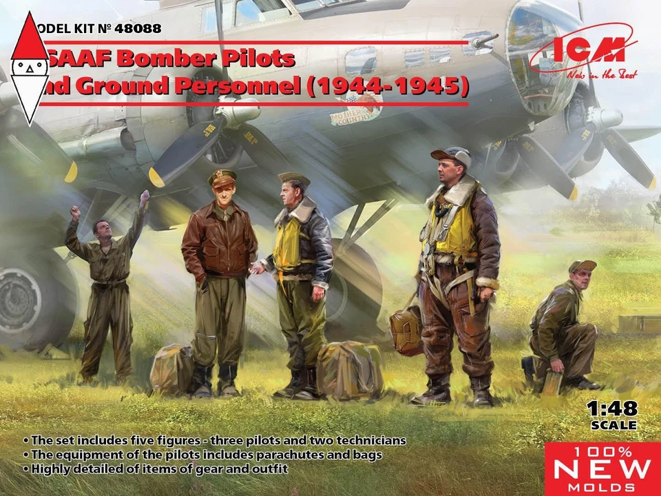 ICM 1/48 USAAF BOMBER PILOTS AND GROUND PERSONNEL (1944-1945) (NEW MOLDS) - Immagine 1 di 1