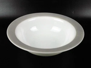 Pyrex Gray Grey Rim Bowl 9" Vegetable Serving Vintage White Milk Glass - Picture 1 of 3