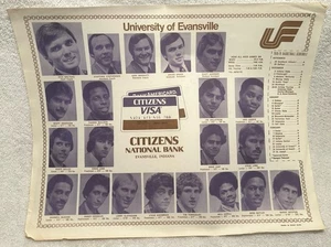 1978-79 Tischset University of Evansville Basketball Erstes nach Flugzeugabsturz - Bild 1 von 5