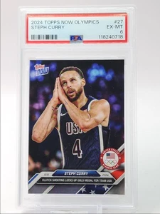 STEPH CURRY 2024-25 TOPPS NOW OLYMPICS USA BASKETBALL GOLD C PSA 6 Q5811 - Picture 1 of 2