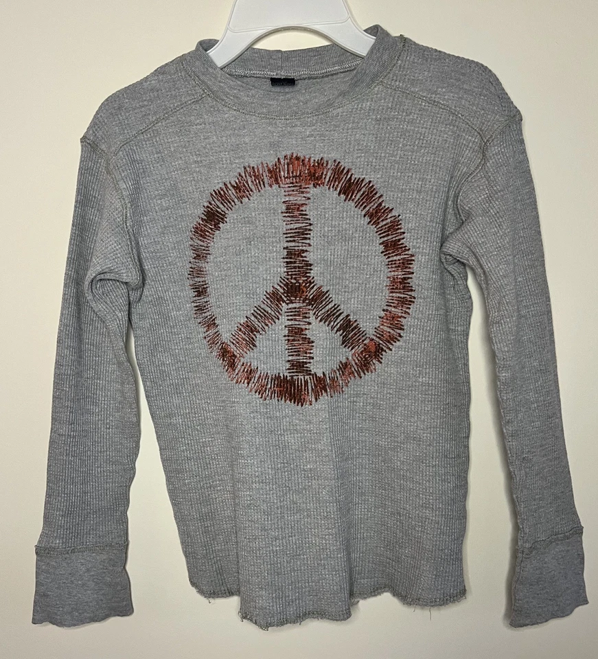 Camiseta Charlie Rocket Peace Sign masculina malha waffle térmica manga longa tamanho 7  - Imagem 1 de 4