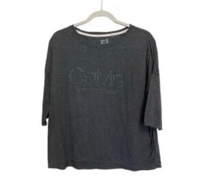 Calvin Klein Performance Top Women Large Gray Short Sleeve Blouse - Picture 1 of 10