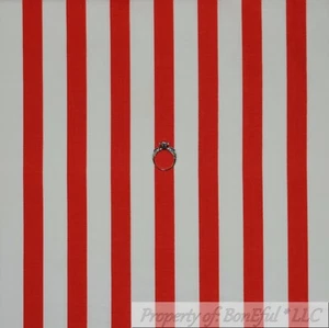 BonEful Fabric FQ Cotton Quilt Red White LARGE Wide Xmas STRIPE Holiday Boy Girl - Picture 1 of 12