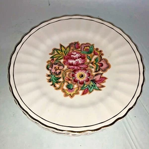 Wade (England) Harvest Ware CRETONNE 7" Dessert Plate, Floral Center, Gold Trim - Picture 1 of 3