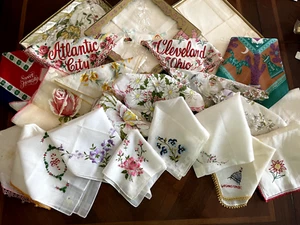 Vtg Handkerchief Ladies/Men/Embroidered/Handpainted/Souvenir You Choose Discount - Picture 1 of 7