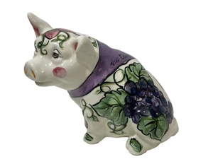 Vicki Carroll Ceramic Pig Piggy Bank Fruit Vegetables Bon Appetite HTF - Picture 1 of 11