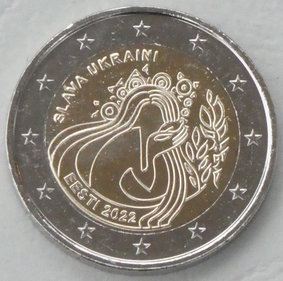 2 Euro Gedenkmünze Estland 2022 Slava Ukraini - Hoch lebe die Ukraine unz. - Bild 1 von 1