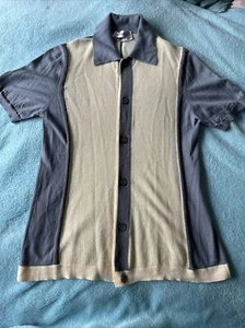YVES SAINT LAURENT YSL Summer Grey/Cream Short Sleeves Cardigan/Top Size L - Picture 1 of 16