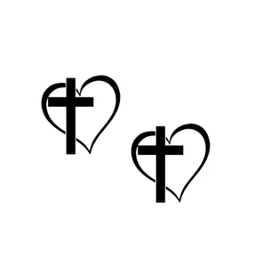 2 Stück,Christliche Aufkleber, Kreuz und Herz Sticker, Vinyl, Decals , Jesus - Picture 1 of 3