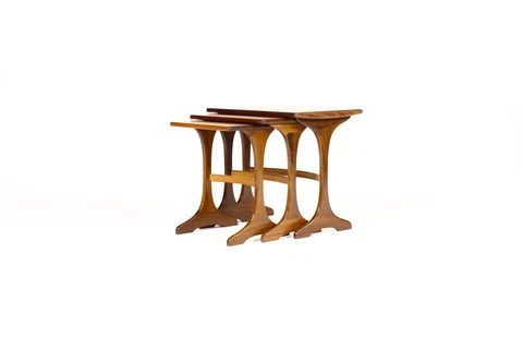 Danish Modern / Mid century Teak Nesting tables by G-Plan — Trestle base Cover