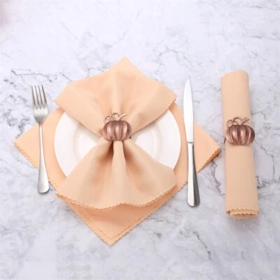 6 piezas Anillos de servilleta de calabaza de bronce soportes hebillas decoración de mesa de cena de Navidad Foto 1 de 4