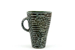 GORKA GEZA Blue Green Black Art Deco Vase FISHES Hungarian Artist (G002) - Picture 1 of 6