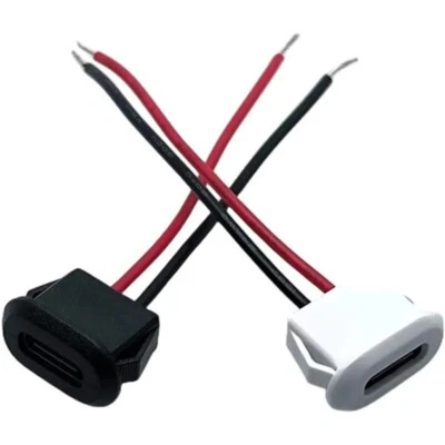 2x USB-C Buchse Typ C  2 Pin Lade Anschluss zum löten schwarz / weiß / Stecker - Bild 1 von 4