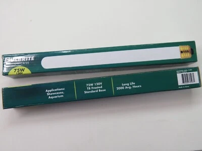 2 Bulbrite Showcase LIGHT BULBS 75W 120V T8 Clear Tube E26 Base 10 1/2" - NEW - Image 1 of 4