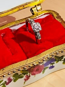 14KT SOLID WHITE GOLD WOMEN ENGAGEMENT BIG ROUND DIAMOND RING SIZE 7 - Picture 1 of 4