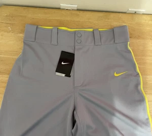 Nike Mens Swingman Dri-FIT Piped Baseball/Softball Pants Gray/Yellow Size Small - Picture 1 of 5