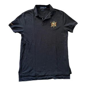 US POLO ASSN Shirt Mens Medium Embroidered Black Polo Big Pony Logo Rugby - Picture 1 of 7