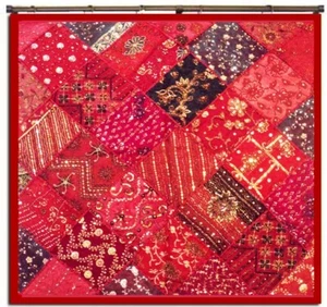 HAND EMBROIDERED LIVING ROOM ART DÉCOR VINTAGE BEADED WALL HANGING TAPESTRY 40" - Picture 1 of 10