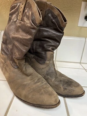 Botas Western/Vaquero De Colección Marrón Para Hombre 9.5 Gamuza y Cuero, Finales Años 70 Foto 1 de 4