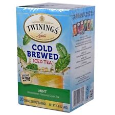 Natural Refreshing Taste Tea Twinings Cold Brew Green MINT 20 Count Bagged 6pack